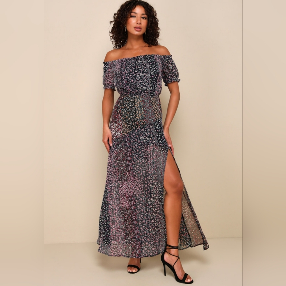 Lulu's floral off-shoulder maxi dress